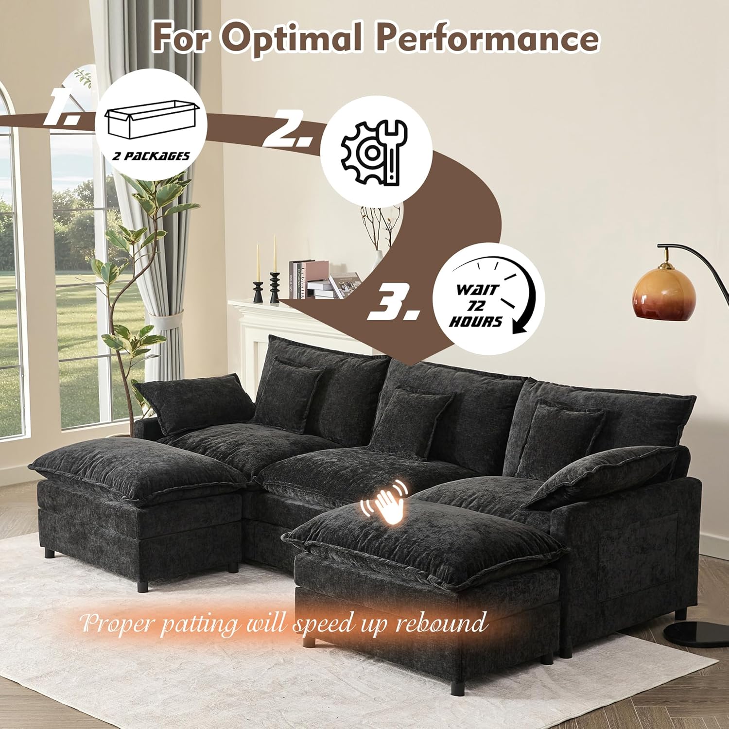 108" U-shaped sofa modular sofa Comfortable cloud sofa