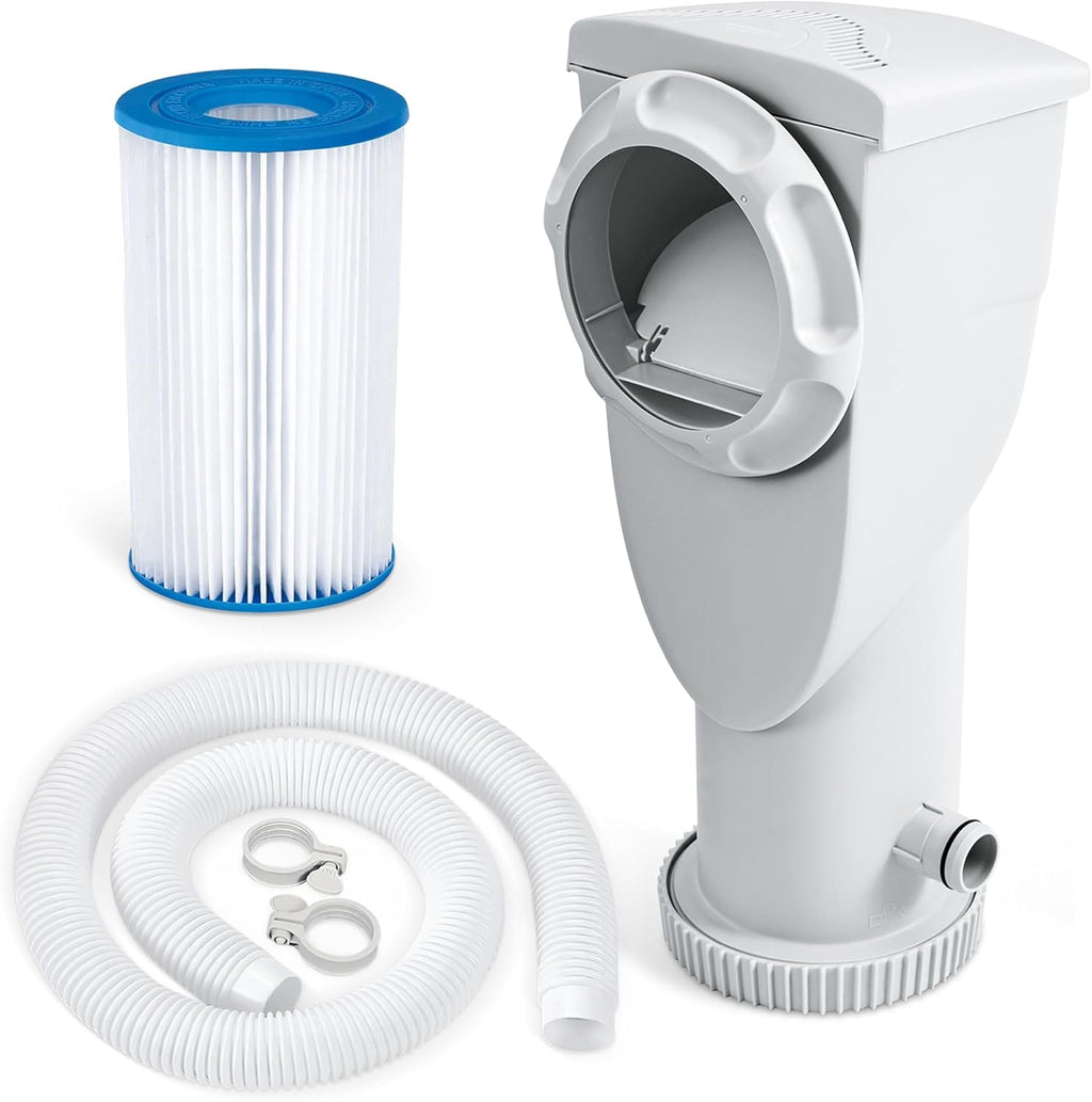 Funsicle SkimmerPlus 1500 Gallons Per Hour 2 in 1 Filter Pump and Skimmer System with Clamps and 1.5 Inch Hose Fitting for Above Ground Swimming Pools