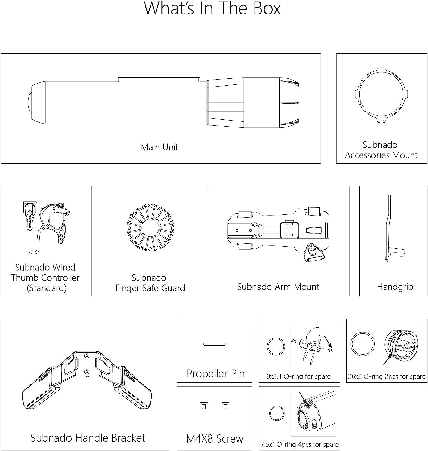 Subnado Twin Engine Handle Bracket+ Subnado Underwater Scooter 2 Packs with 2 handgrips, 2 Arm Mount Kits, 2 Accessories Mount Rings