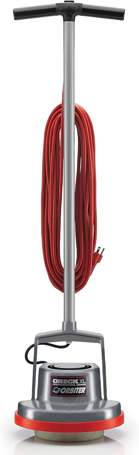 Commercial Orbiter Hard Floor Cleaner Machine, Multi-Purpose Floor Cleaning, Random Orbital Drive, Wide Cleaning Path, 50-Foot Long Cord, ORB550MC, Gray/Red-Oreck