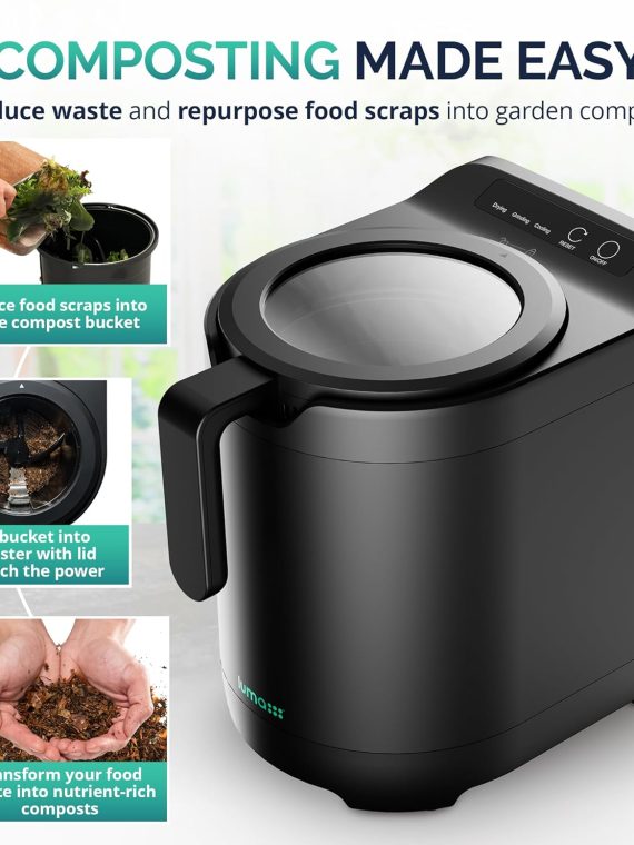 Electric Kitchen Composter 2.5L – Odorless Countertop Bin with Clear-View Lid, Smart Food Waste Disposal