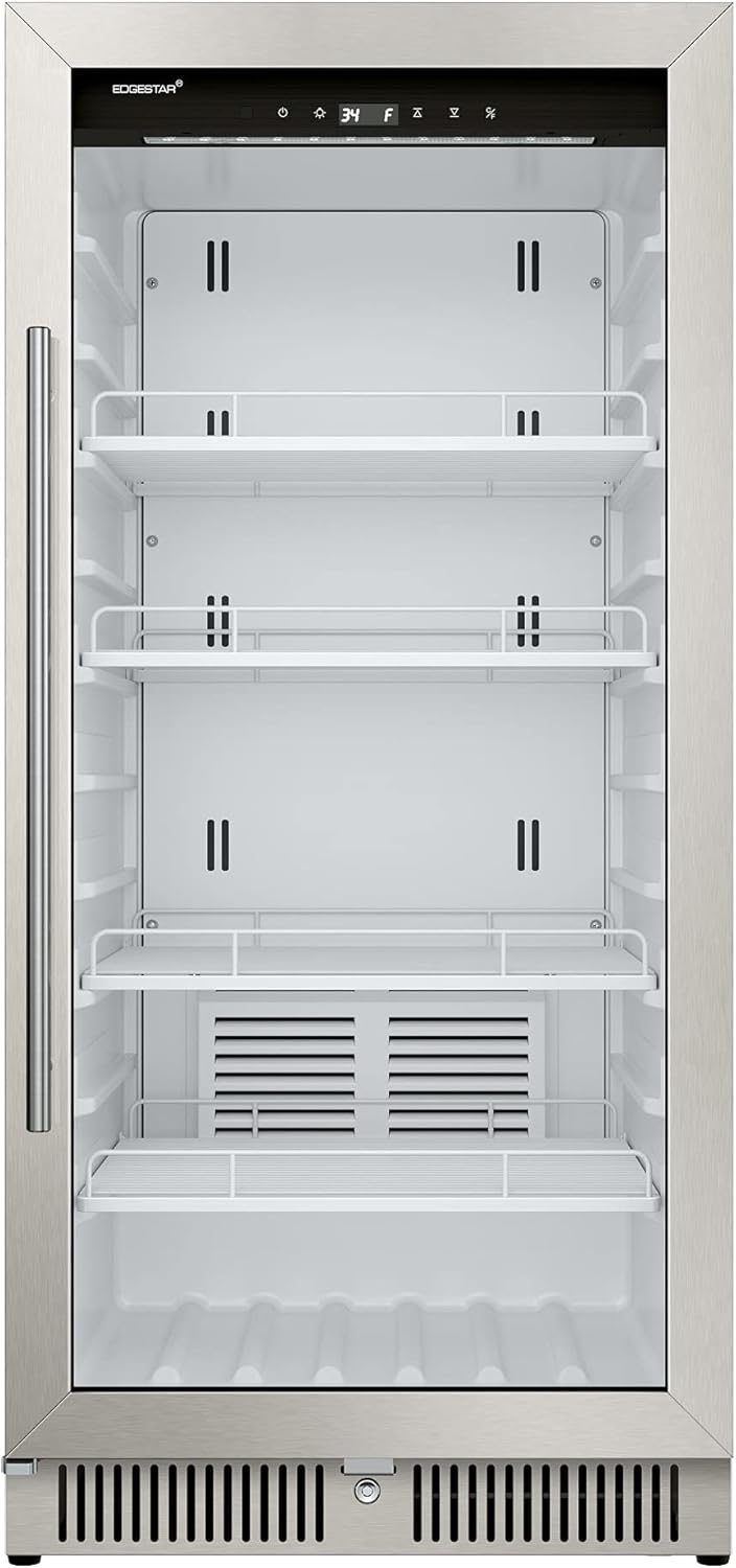 EdgeStar VBM101 22" Wide 10.1 Cu. Ft. Commercial Beverage Merchandiser – Stainless Steel, Temp Alarm, Reversible Door
