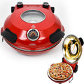 Electric Pizza Oven with Ceramic Stone, Viewing Window, Adjustable Heat Control, Timer and 1200W Baking Power, DIY Homemade Pizzeria, Large 12 Pie Capacity (Black)