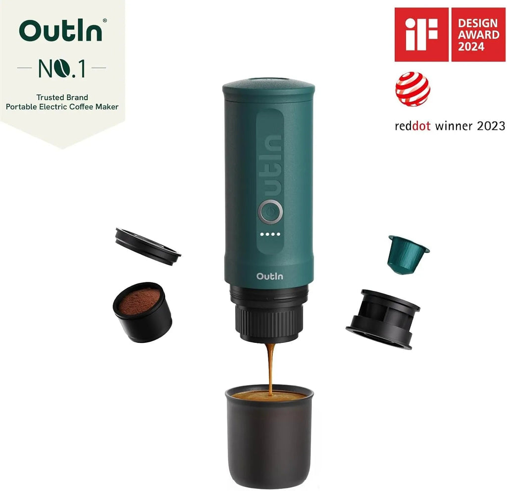 Nano Portable Electric Espresso Machine, Travel Coffee Maker for Camping, Car Coffee Maker Self-Heating with USB-C, With Ground Coffee & NS Capsule for RV, Hiking, Office