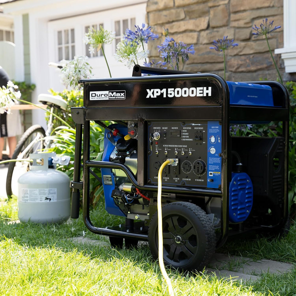 DuroMax XP13000EH 13,000-Watt Dual Fuel Portable Generator - Gas & Propane, Electric Start, Whole Home Backup Power, Transfer Switch Ready, RV & Emergency Ready