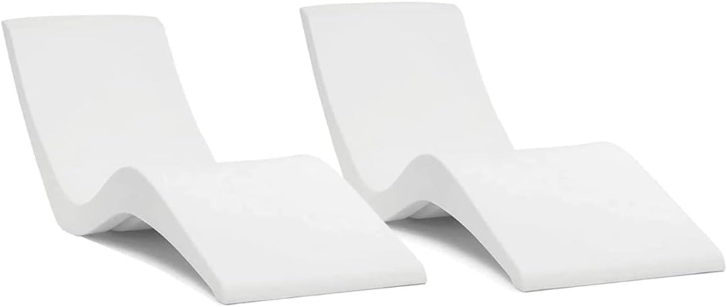 Classic White - in-Pool Chaise Lounger – Designed for Water Depths Up to 9" – Aqua Outdoors – Set of 2 – Compatible with All Pool Types - Poolside & Sun Deck Tanning