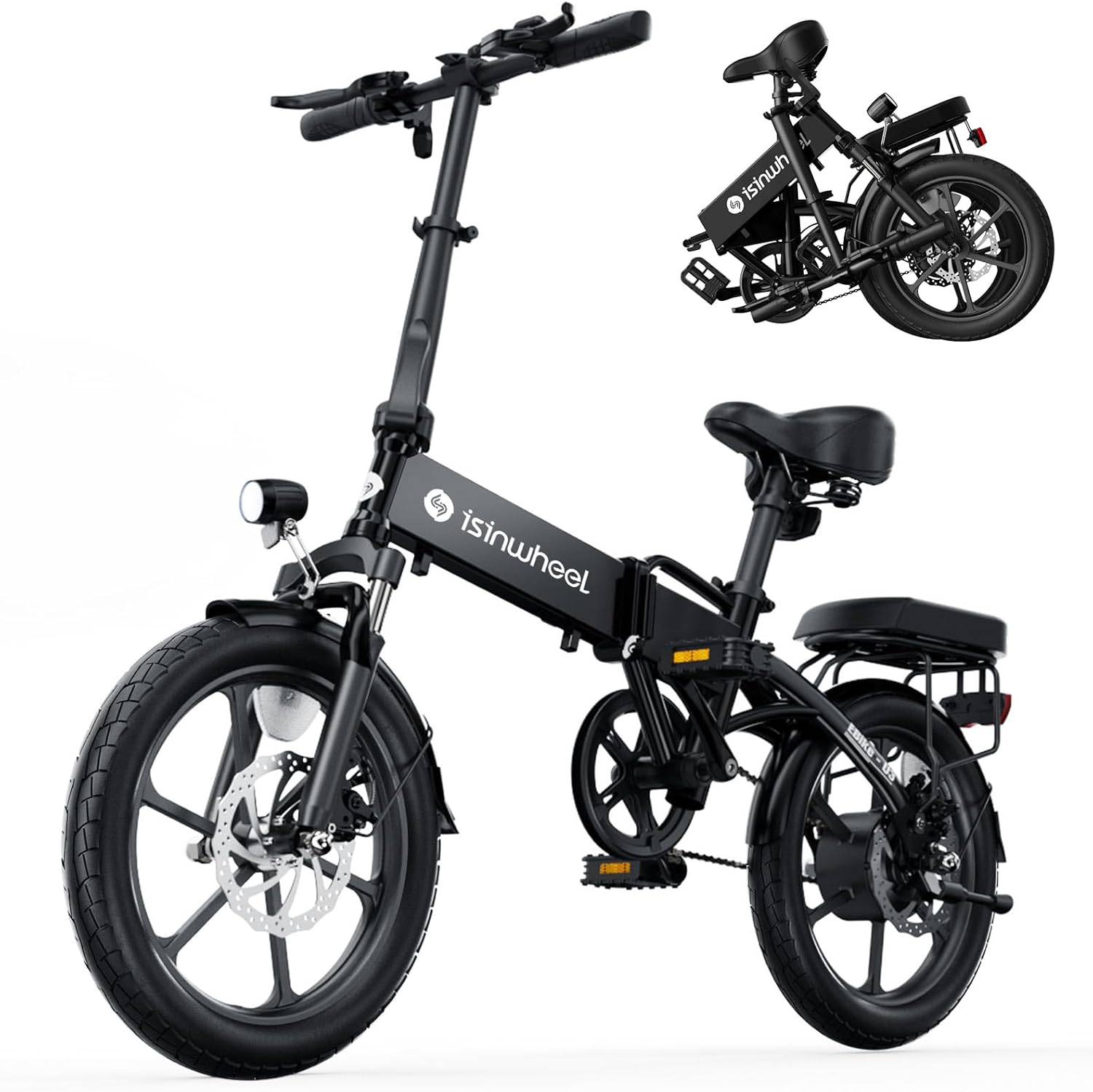 Electric Bike for Adults 500W Motor, 20 mph Folding Ebike, 14"/16"/20" Adults Electric Bicycles with Smart Uphill, 280.8Wh Battery, 25 Miles PAS Range, Mini E Bikes for Adults and Teens-isinwheel