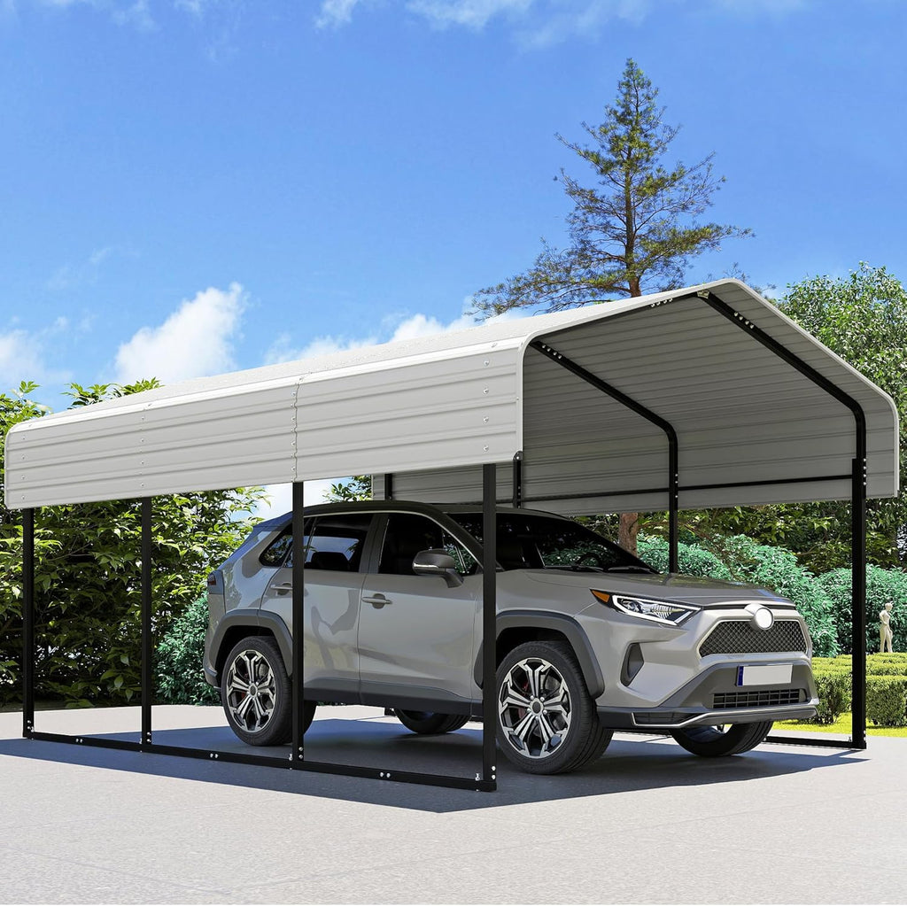 10x15 Heavy Duty Metal Carport Outdoor Garage Car Shelter Shade with Heavier Frame