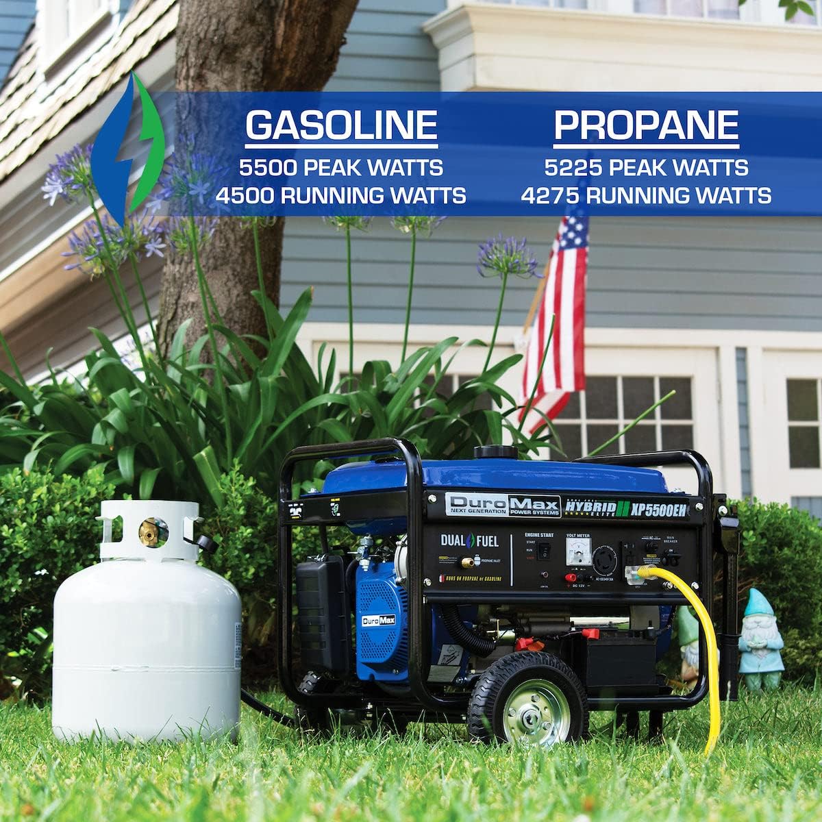 DuroMax XP13000EH 13,000-Watt Dual Fuel Portable Generator - Gas & Propane, Electric Start, Whole Home Backup Power, Transfer Switch Ready, RV & Emergency Ready