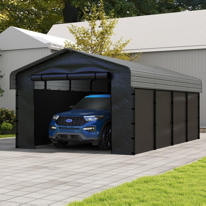 10x15 Heavy Duty Metal Carport Outdoor Garage Car Shelter Shade with Heavier Frame