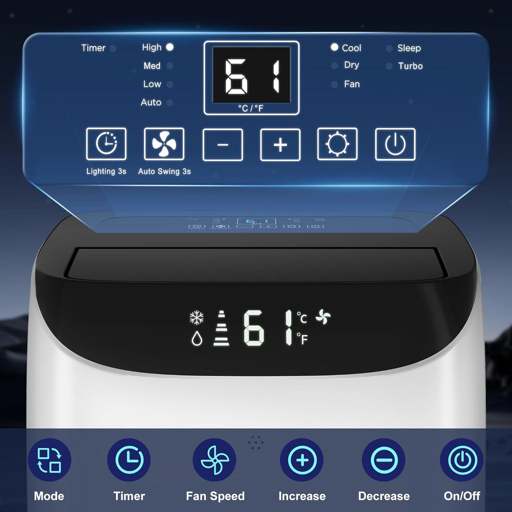 14000 BTU Portable Air Conditioners with Remote Control, 3-in-1 Free Standing Cooling AC Unit with Fan & Dehumidifier, Cools Room up to 700 sq.ft, Smart/Sleep Mode,3 Speed,Auto Swing,24H Timer