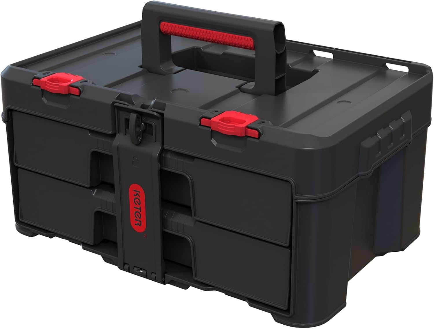 Keter Stack-n-Roll Modular Tools Organizer for Garage Storage and DIY, 3 Piece Resin Rolling Tool Box System for Small Parts