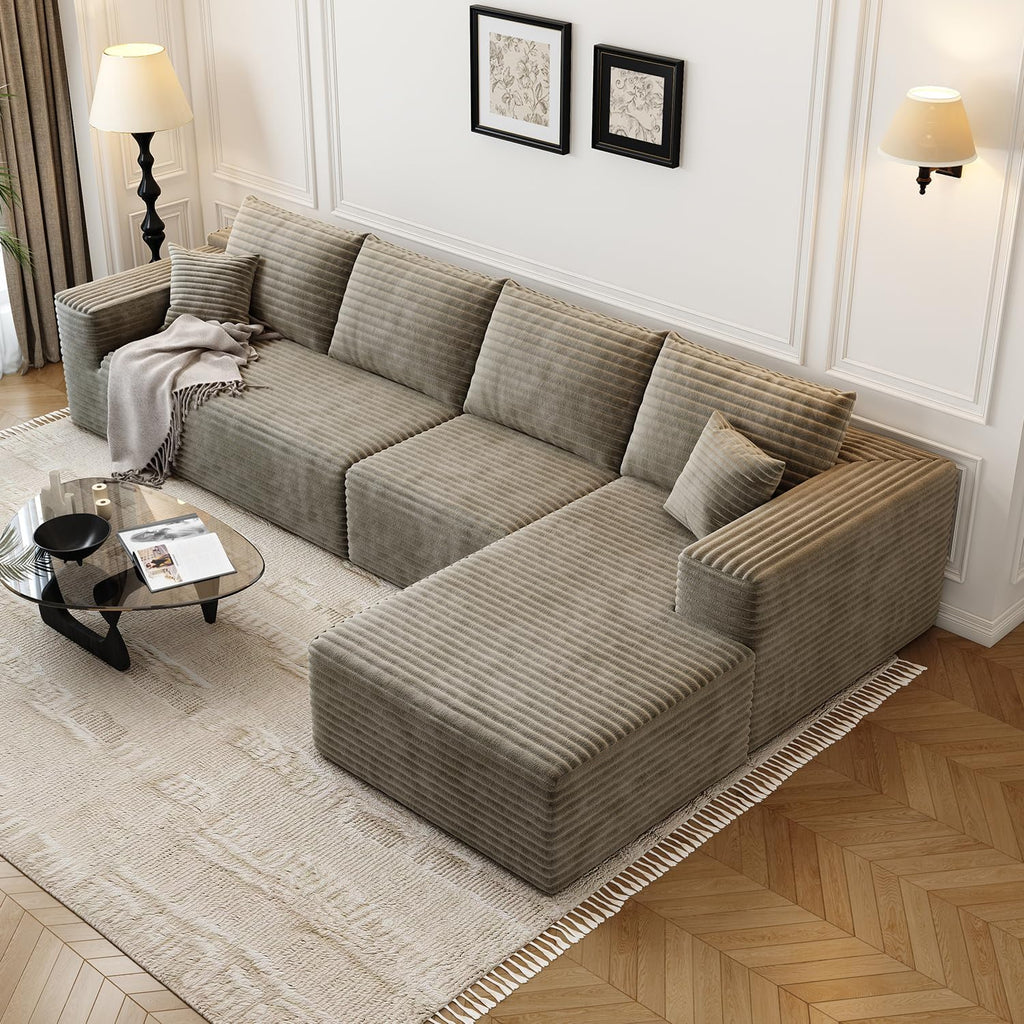 107.5" Cloud Modular Sectional Sofa Couch with L-Shape Chaise,Modern Minimalist Upholstered Couches for Living Room Bedroom,Deep Seat Corner Couch，No Assembly Required (Black,Left Facing Chaise)