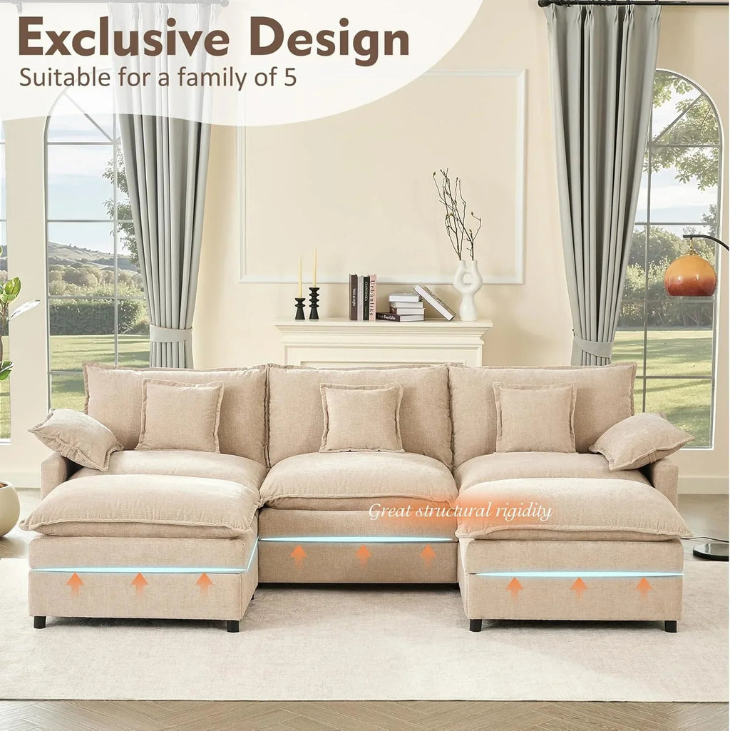 108" U-shaped sofa modular sofa Comfortable cloud sofa