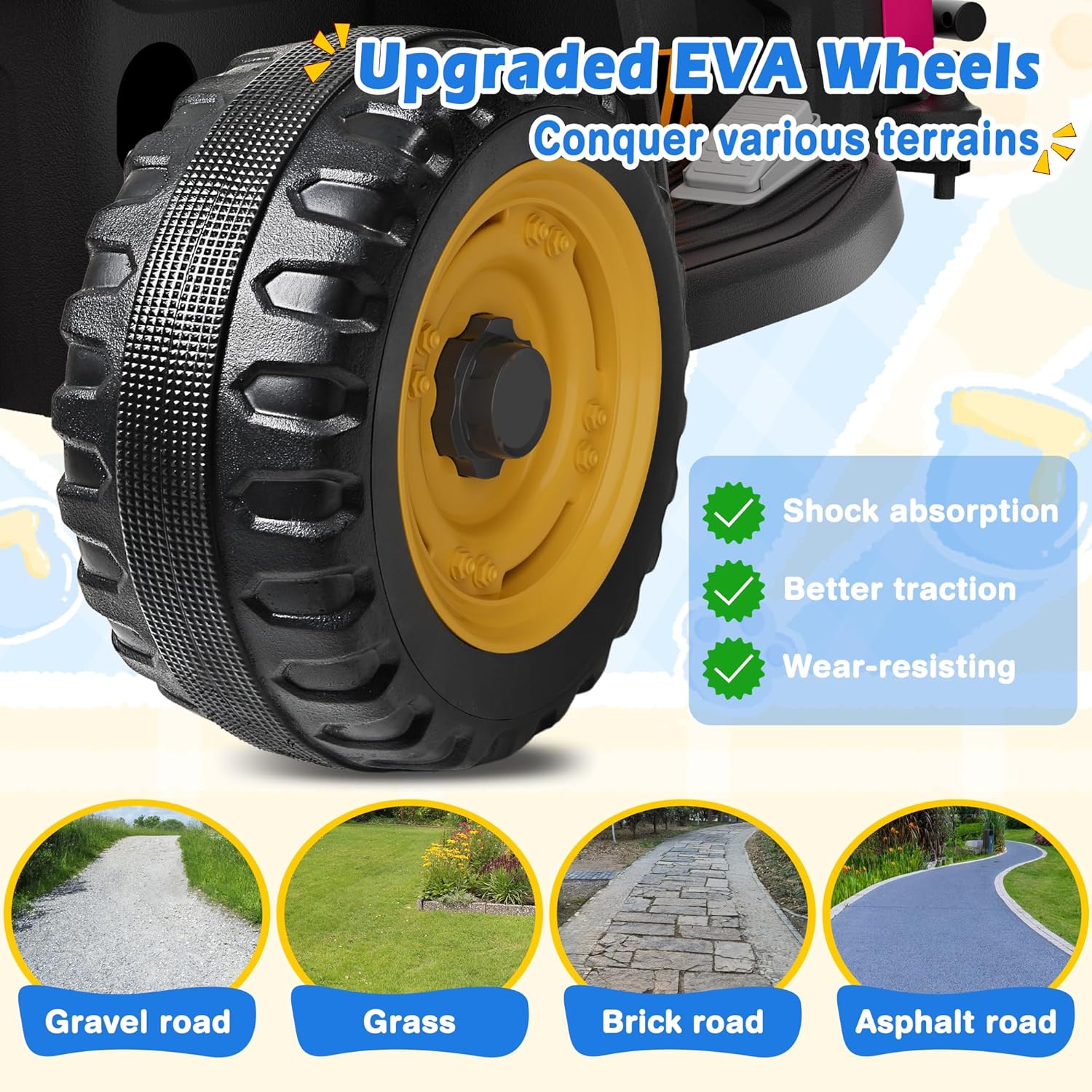 24V Ride On Tractor Tiltable Detachable Trailer 2x65W Motors EVA Tires Remote Control