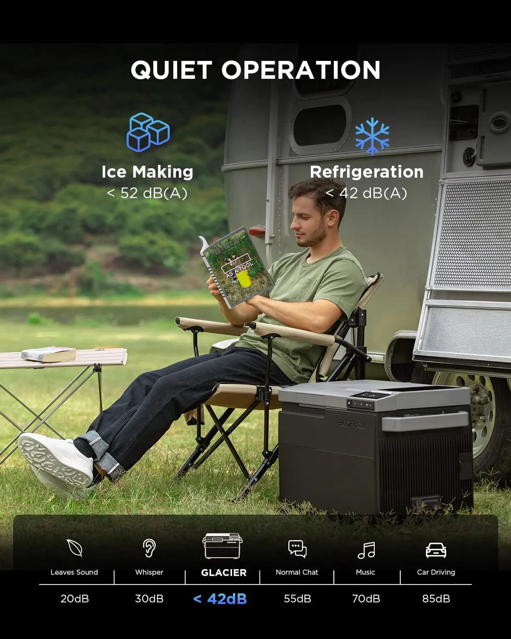 Car Refrigerator, 40 Qt(38L) Portable Refrigerator, Electric Cooler with Ice Maker, Dual Zone WIFI APP Control(-13 ~50 ), 12/24V DC/AC For Camping, Travel, Fishing, Outdoor, Truck