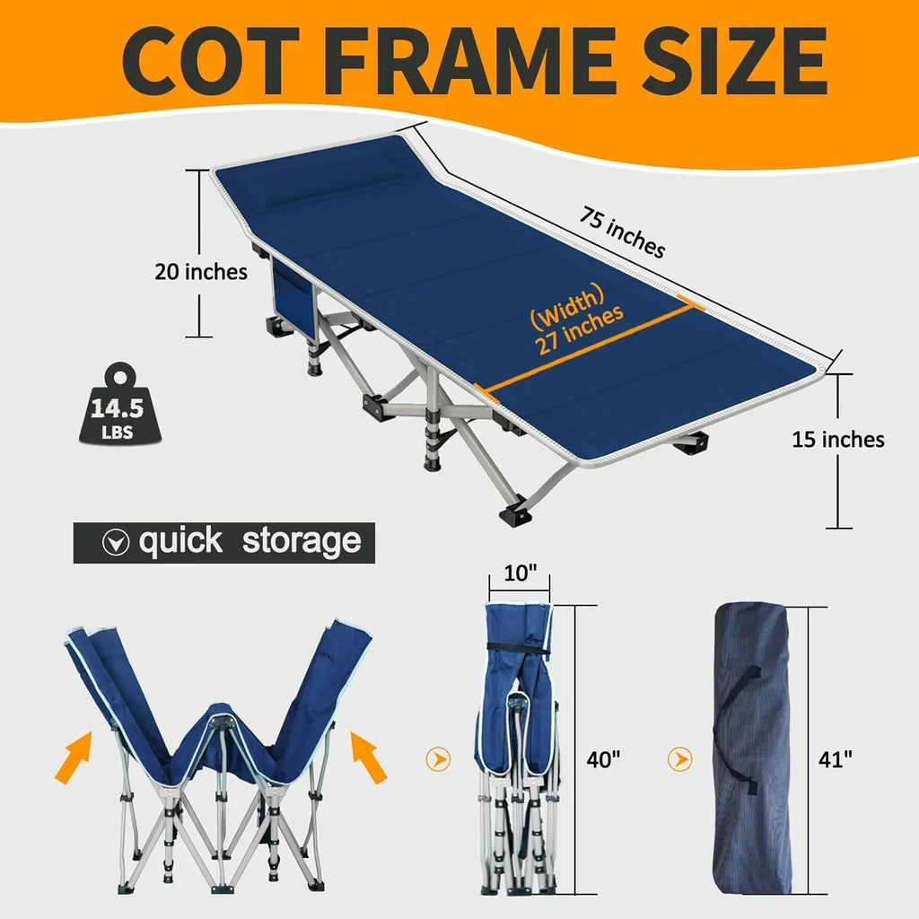 2-Pack Camping Cots with Mattress Comfortable Folding Bed Heavy Duty Baby Cot