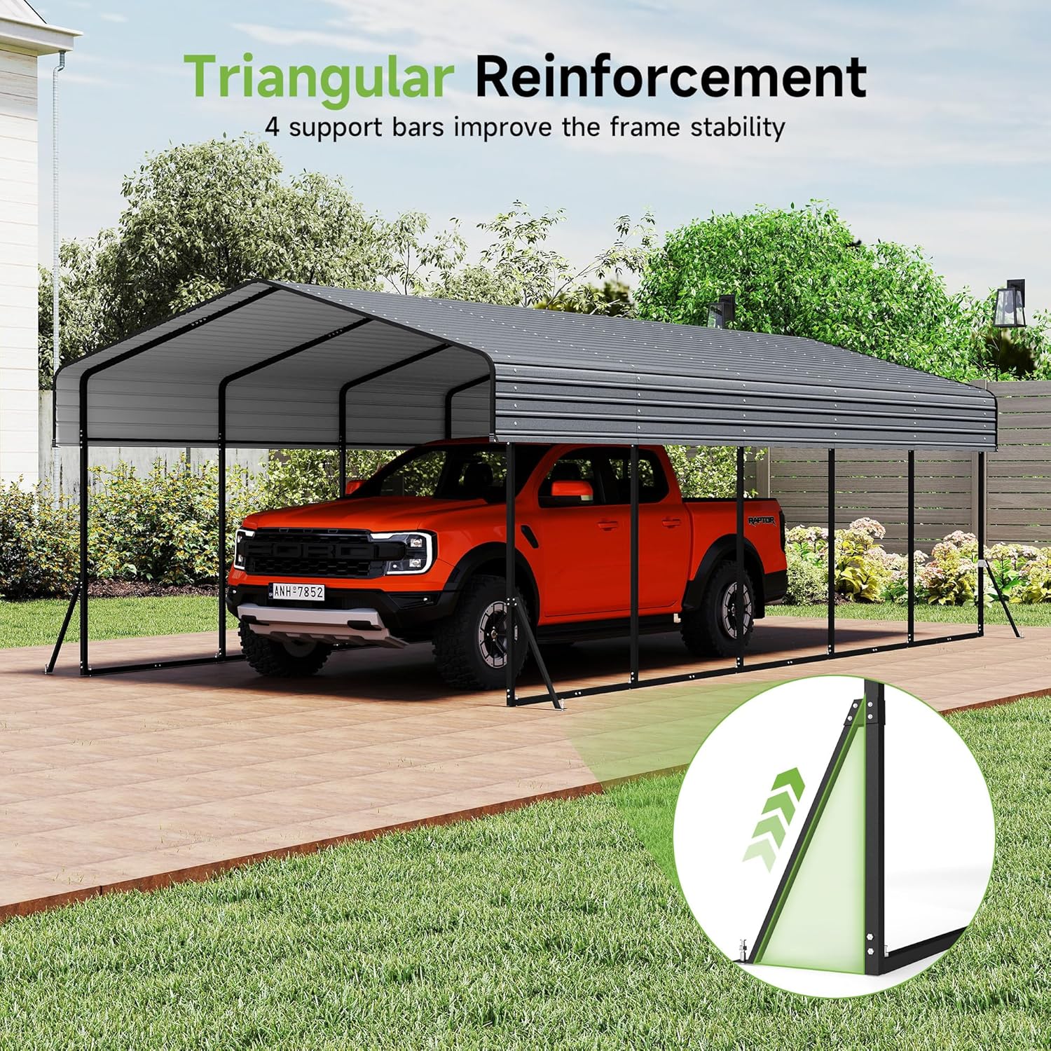 10x15 Heavy Duty Metal Carport Outdoor Garage Car Shelter Shade with Heavier Frame