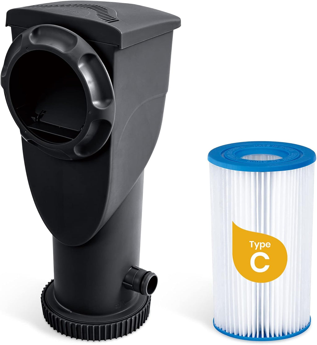 Funsicle SkimmerPlus 1500 Gallons Per Hour 2 in 1 Filter Pump and Skimmer System with Clamps and 1.5 Inch Hose Fitting for Above Ground Swimming Pools