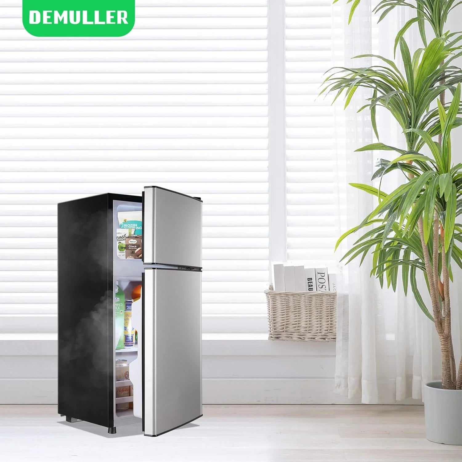 2.4 Cu.Ft Mini Fridge with Freezer Double Door Small Tiny Size Refrigerator with 7 Control Knob