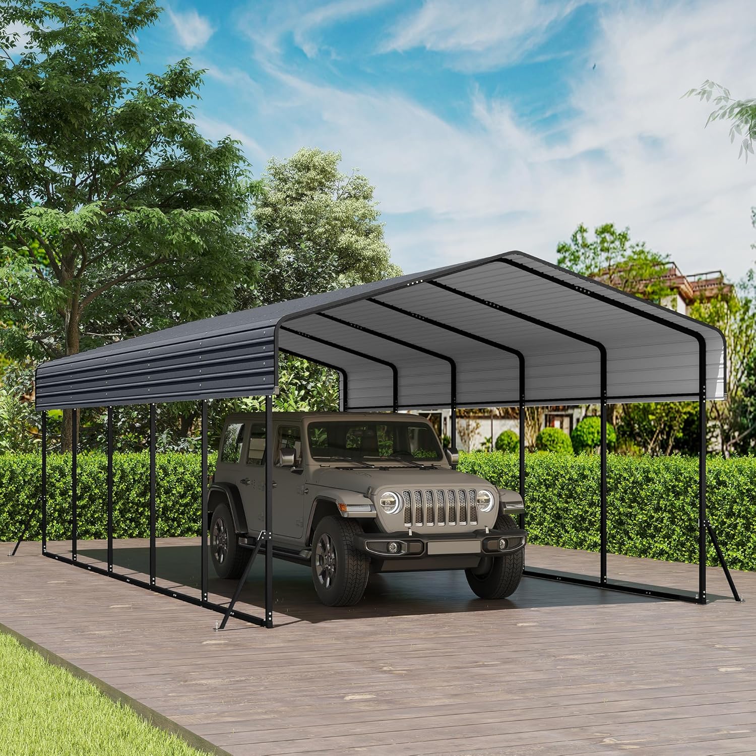 10x15 Heavy Duty Metal Carport Outdoor Garage Car Shelter Shade with Heavier Frame