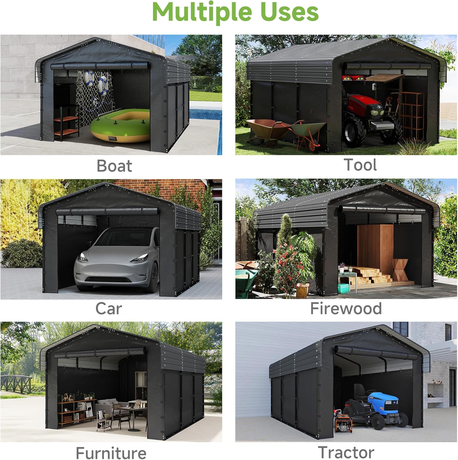10x15 Heavy Duty Metal Carport Outdoor Garage Car Shelter Shade with Heavier Frame