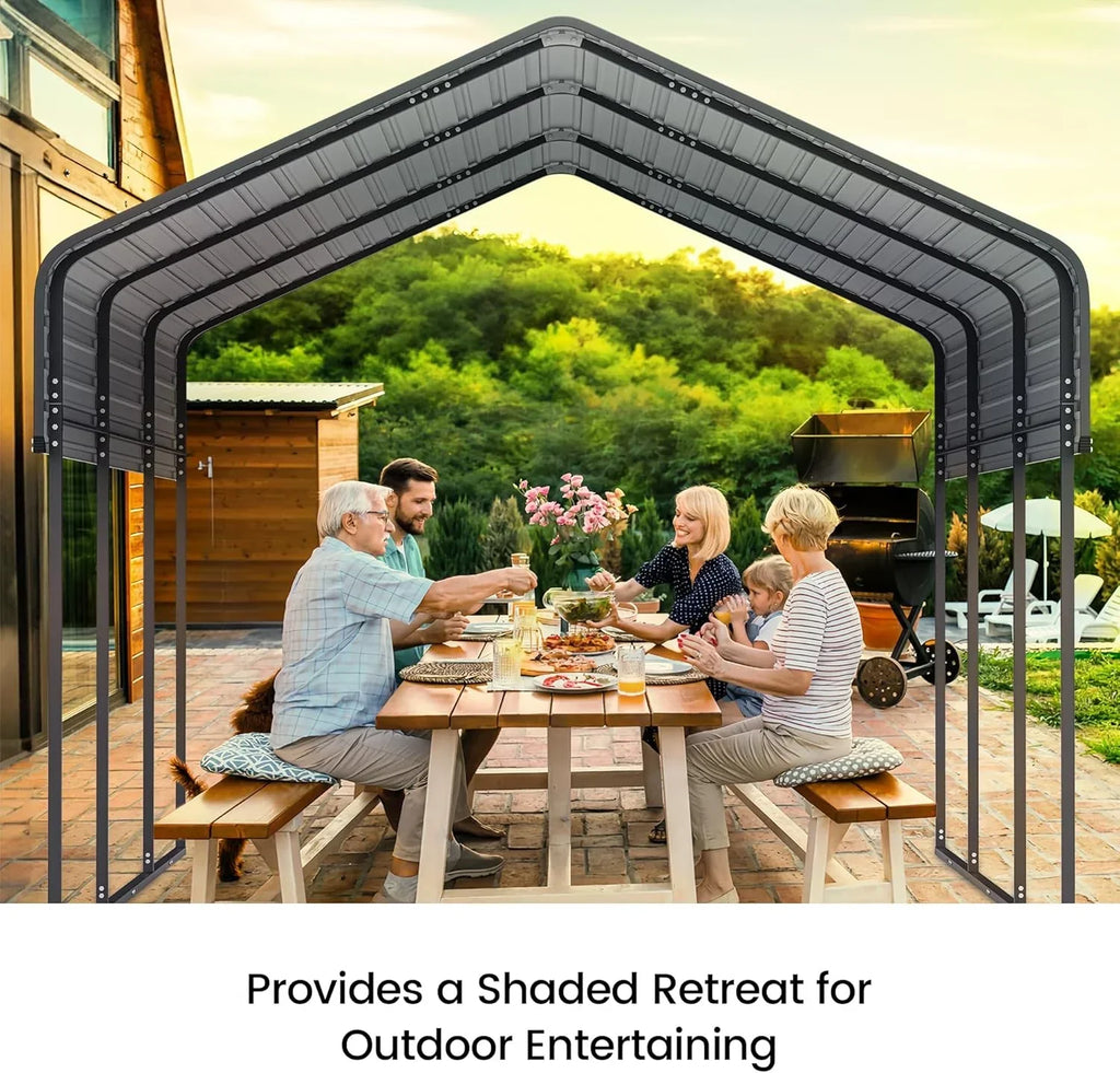 10x15 Heavy Duty Metal Carport Outdoor Garage Car Shelter Shade with Heavier Frame