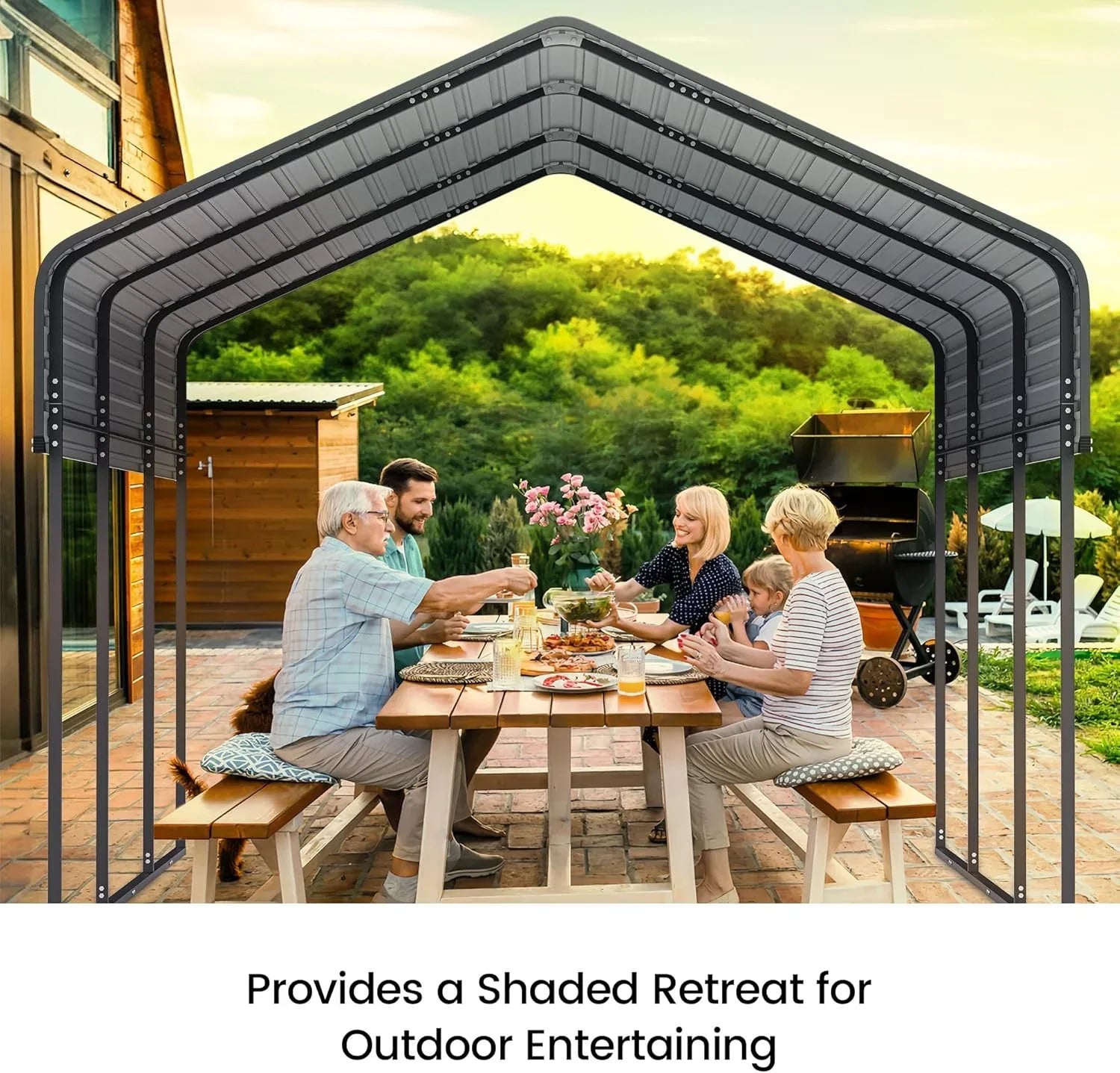 10x15 Heavy Duty Metal Carport Outdoor Garage Car Shelter Shade with Heavier Frame