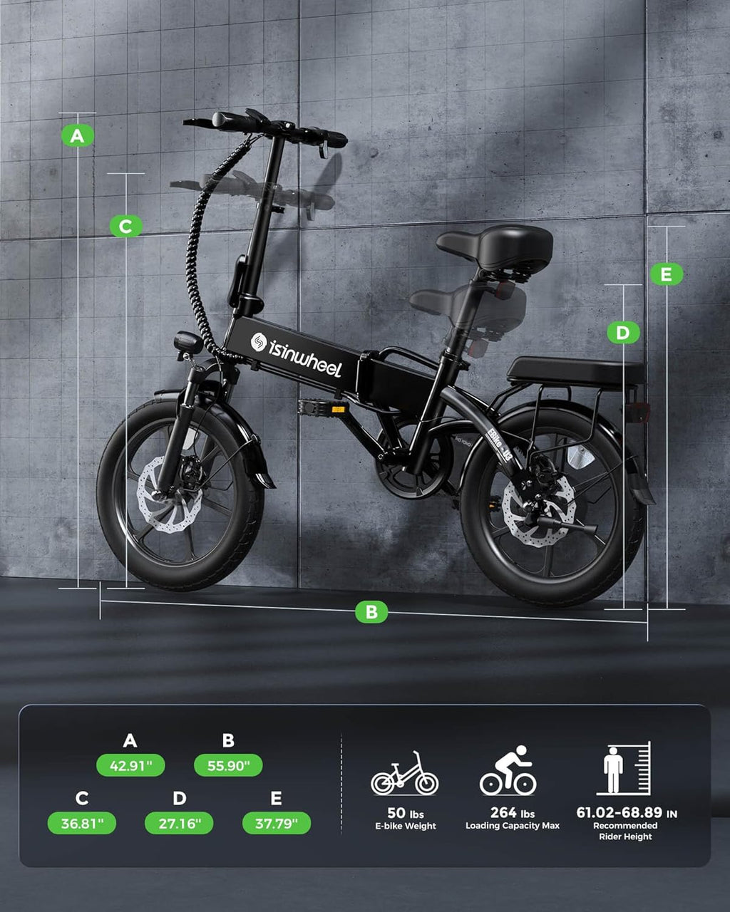 Electric Bike for Adults 500W Motor, 20 mph Folding Ebike, 14"/16"/20" Adults Electric Bicycles with Smart Uphill, 280.8Wh Battery, 25 Miles PAS Range, Mini E Bikes for Adults and Teens-isinwheel