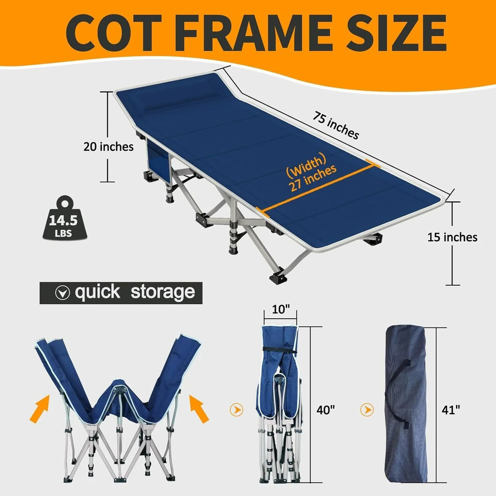 2-Pack Camping Cots with Mattress Comfortable Folding Bed Heavy Duty Baby Cot