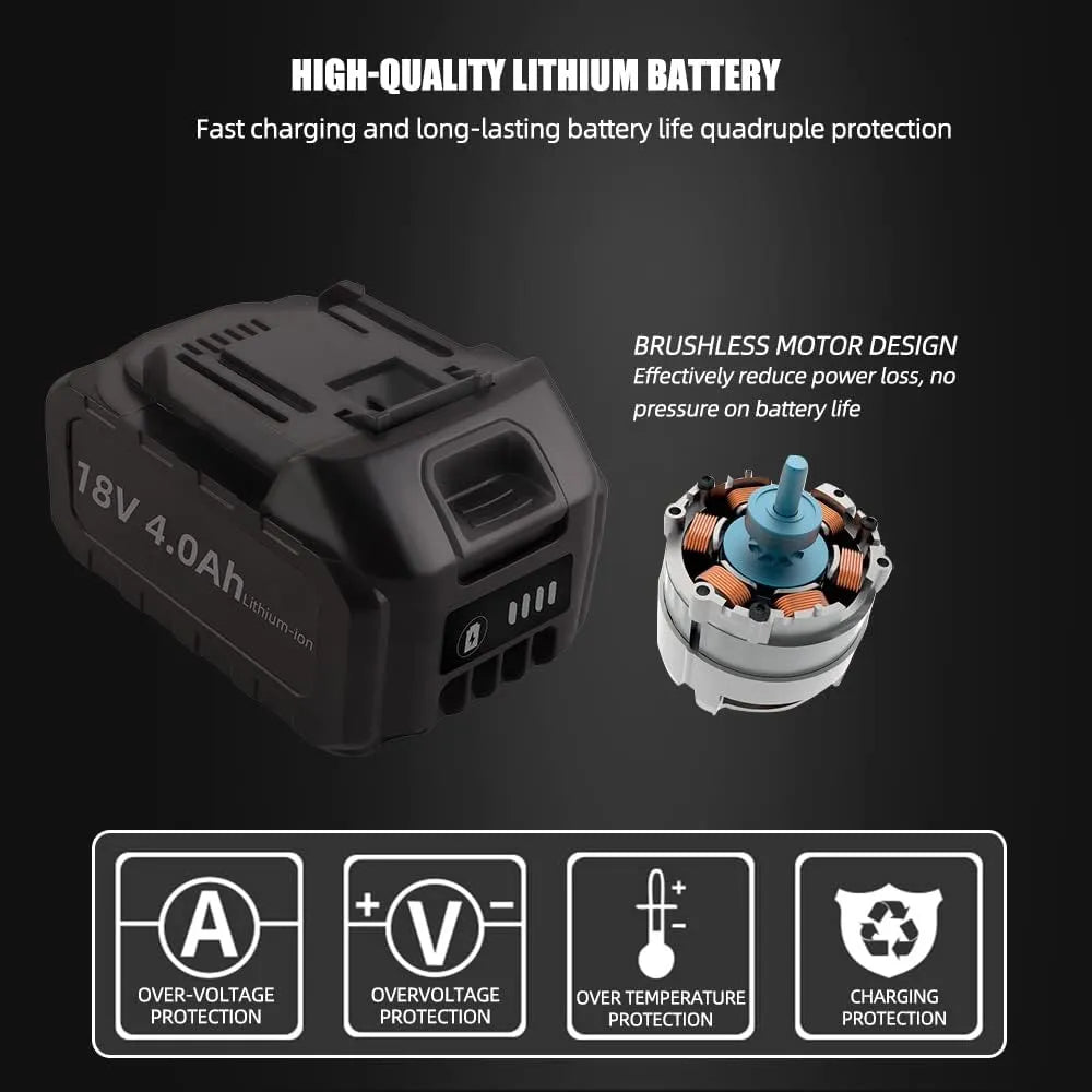 18V Cordless Car Polisher, 15mm Orbit 2000-4800 OPM Portable Buffer Polisher with 7 Variable Speed 2Pcs 4.0Ah Battery, 6 Sponge Pads,2 Wool Pad, Tool Bag for Car Polishing, Waxing