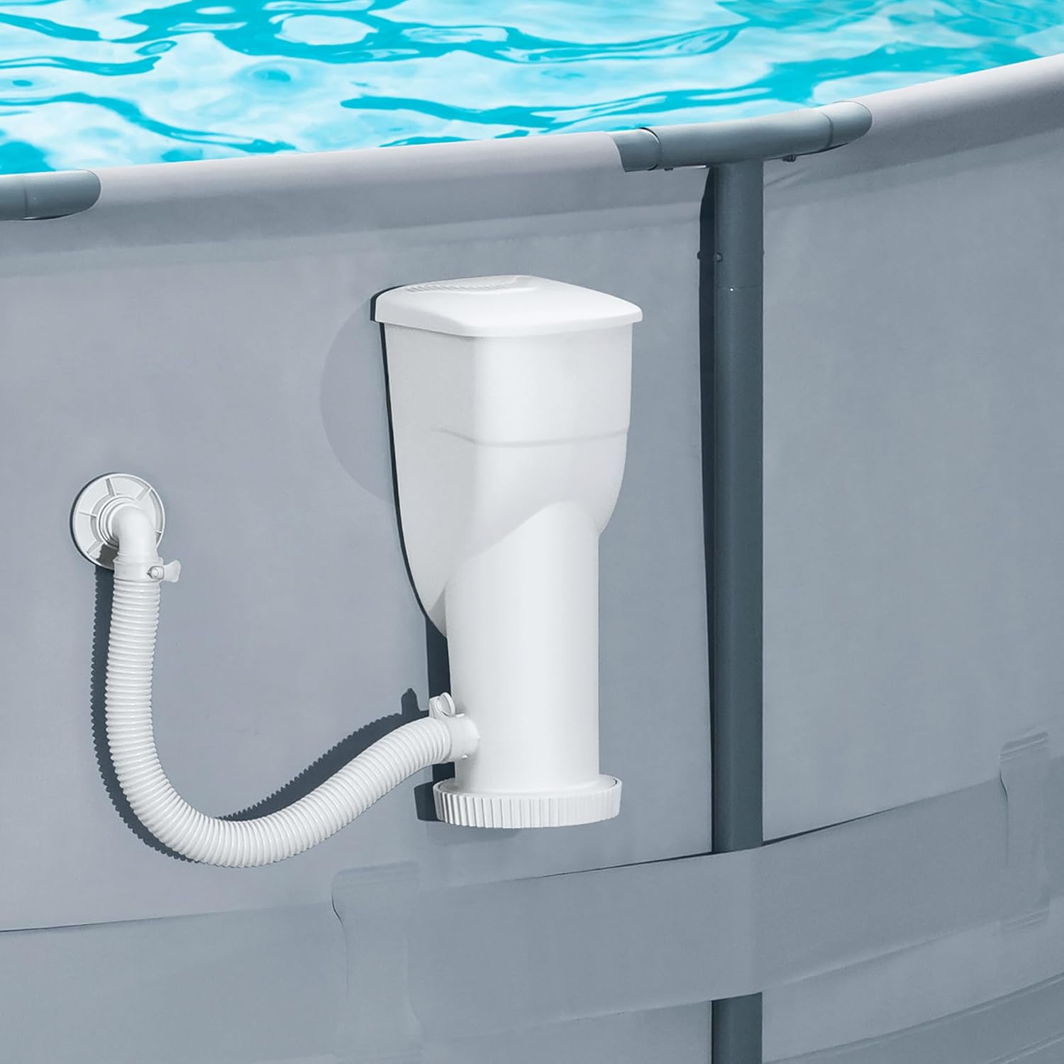 Funsicle SkimmerPlus 1500 Gallons Per Hour 2 in 1 Filter Pump and Skimmer System with Clamps and 1.5 Inch Hose Fitting for Above Ground Swimming Pools