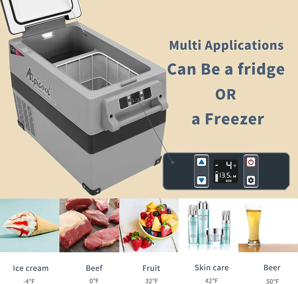 CF45 Portable Refrigerator 12 Volt Car Freezer 42 Quart Mini Fridge Freezer (-4掳C~68掳C) for Truck, RV, Vehicle, Travel, Outdoor -12/24V DC