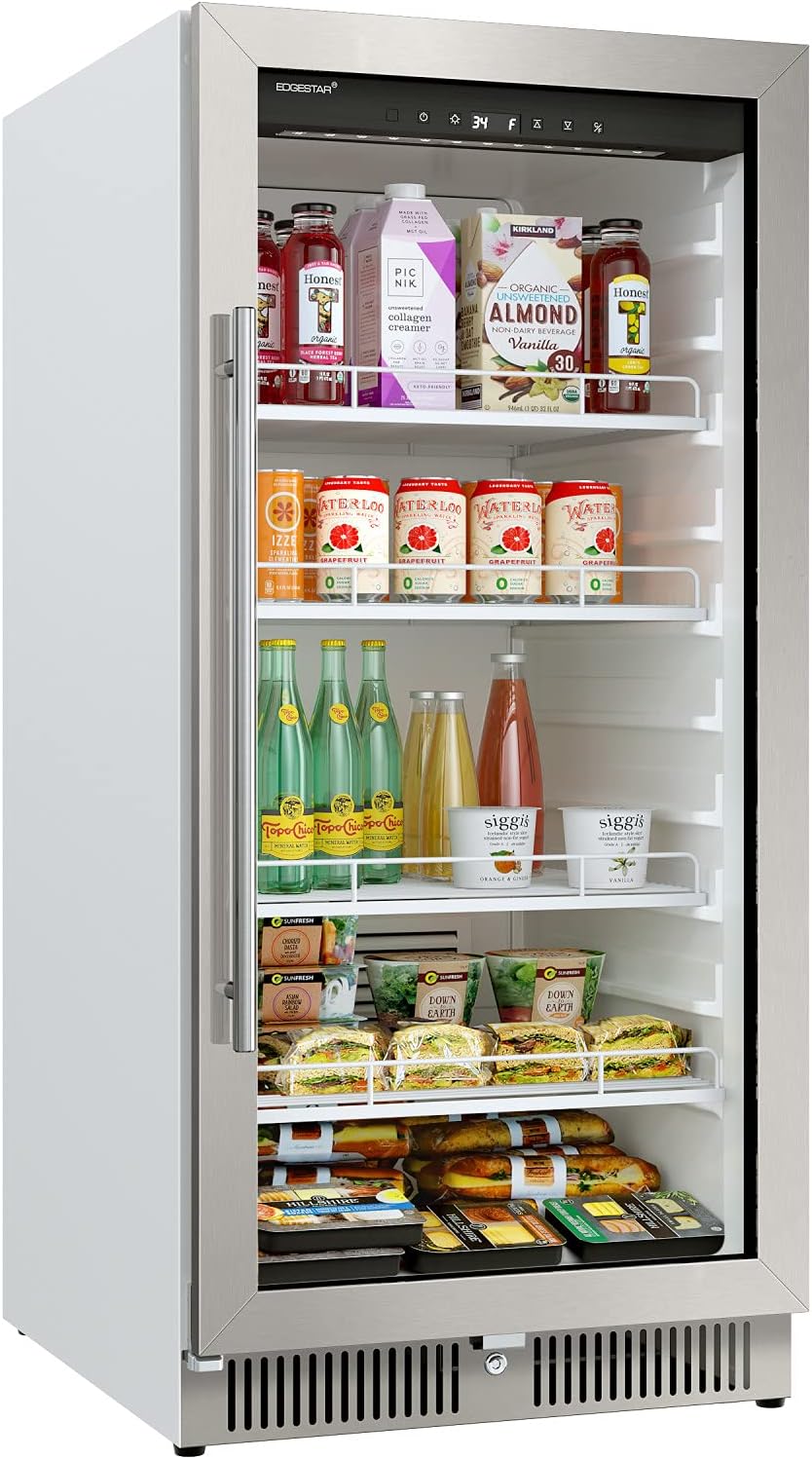 EdgeStar VBM101 22" Wide 10.1 Cu. Ft. Commercial Beverage Merchandiser – Stainless Steel, Temp Alarm, Reversible Door