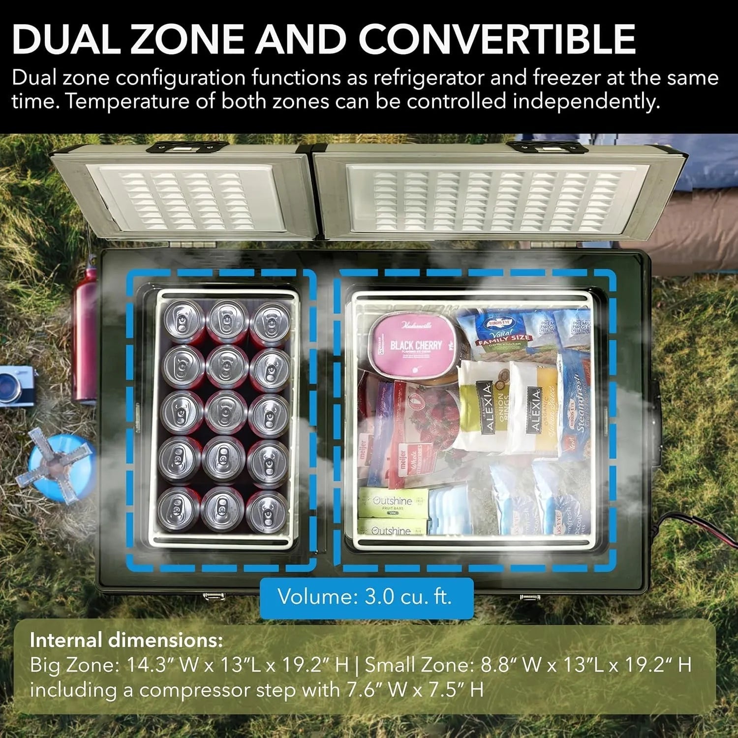 FM-65G 65 Quart Portable Refrigerator and Deep, AC 110V/ DC 12V, Real Chest Freezer for Car, Home, Camping, and RV with-8掳F to 50掳F Temperature Range, Gray, One Size