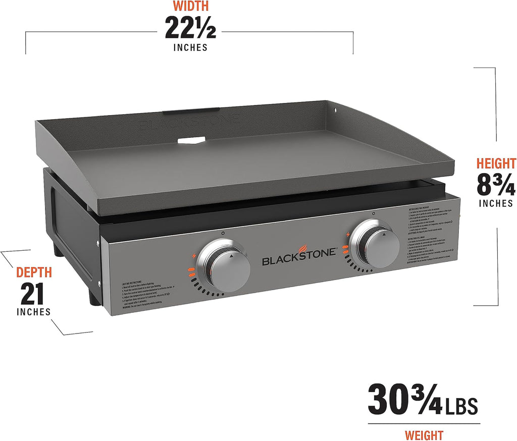 Blackstone 1666 22" Tabletop Griddle with Stainless Steel Faceplate, Powder Coated Steel, Black