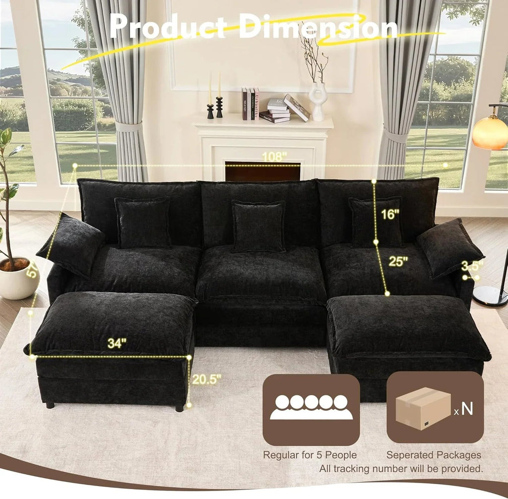 108" U-shaped sofa modular sofa three-seater comfortable cloud sofa