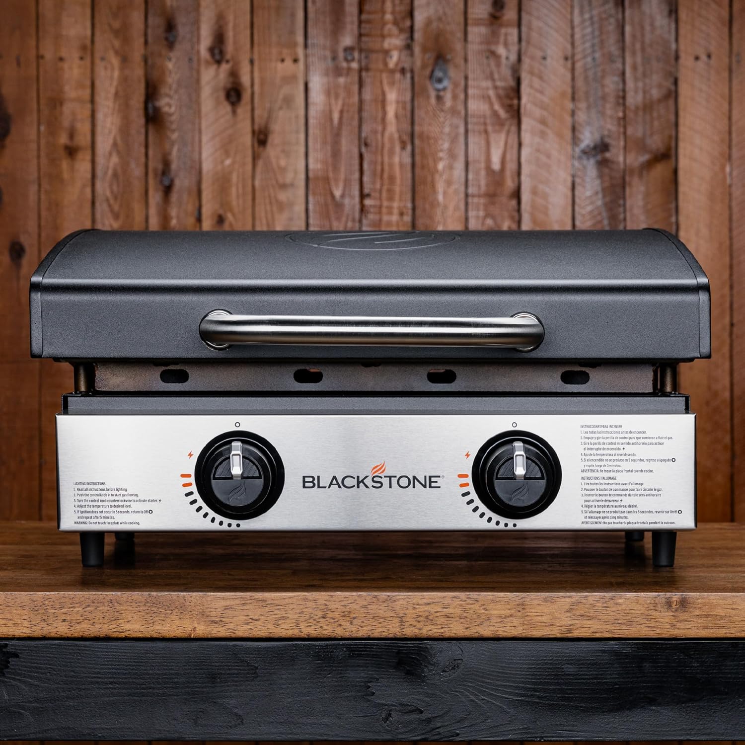 Blackstone 1666 22" Tabletop Griddle with Stainless Steel Faceplate, Powder Coated Steel, Black