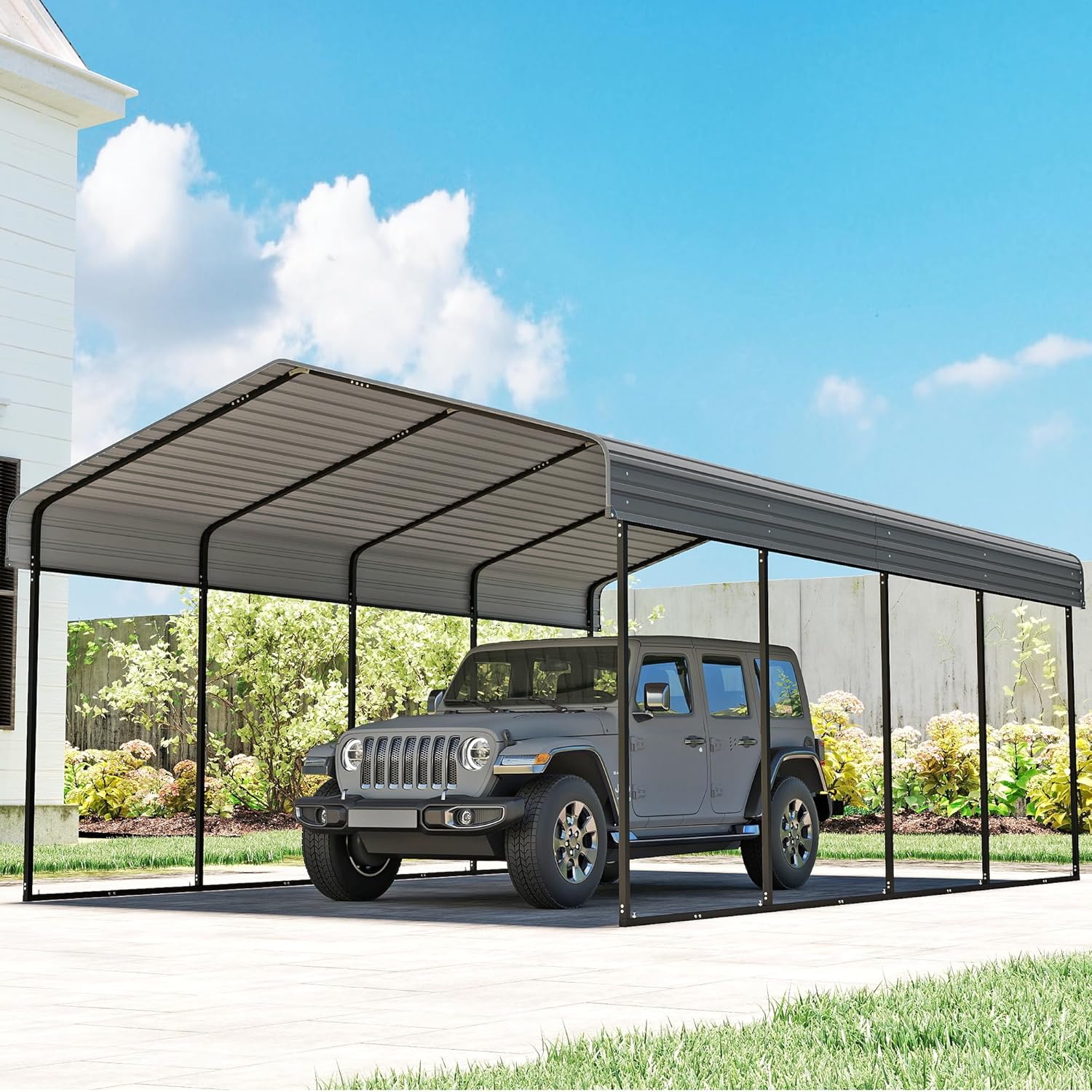10x15 Heavy Duty Metal Carport Outdoor Garage Car Shelter Shade with Heavier Frame