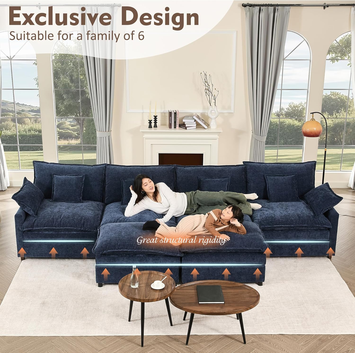 108" U-shaped sofa modular sofa three-seater comfortable cloud sofa