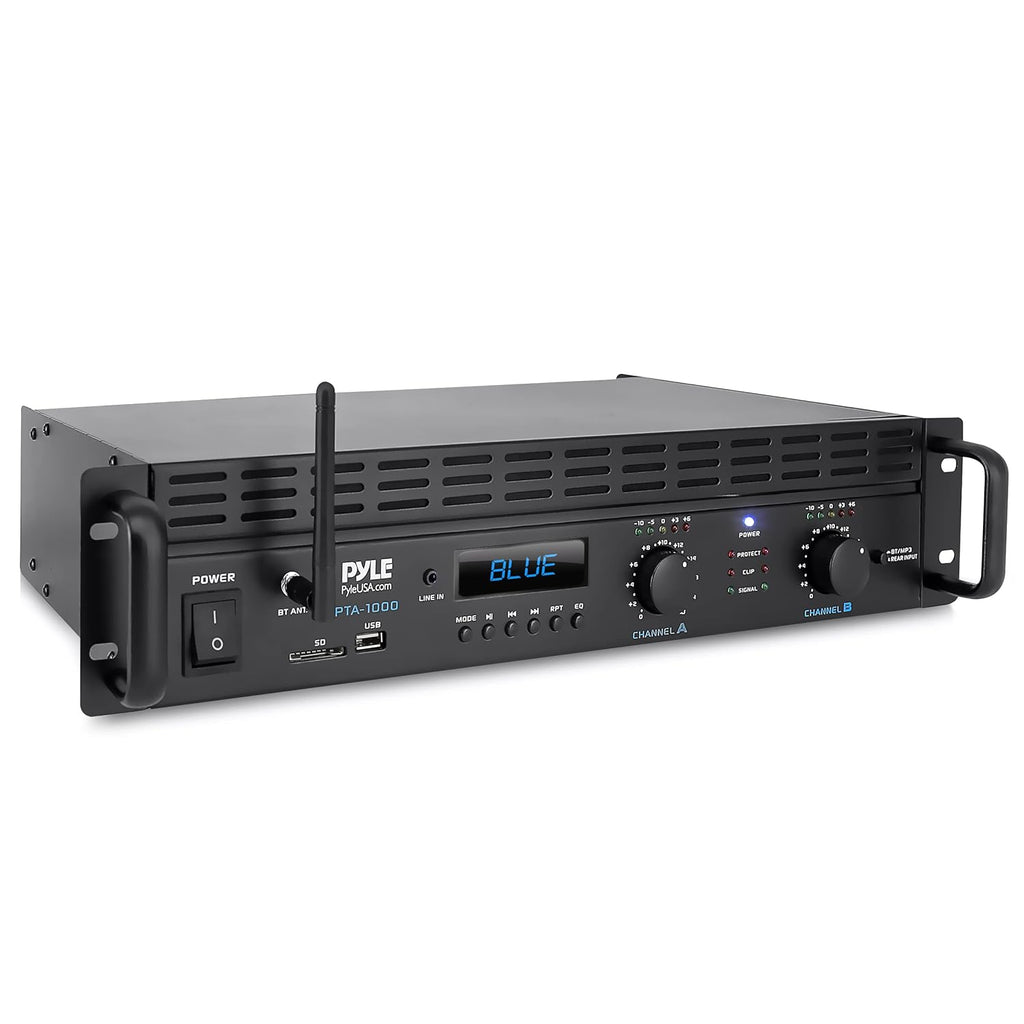 2-Channel Bluetooth Power Amplifier - 2000W Bridgeable Rack Mount Pro Audio Sound Wireless Home Stereo Receiver w/TRS XLR Input,LCD, Bridge Mode, Cooling Fan - Entertainment Speaker System