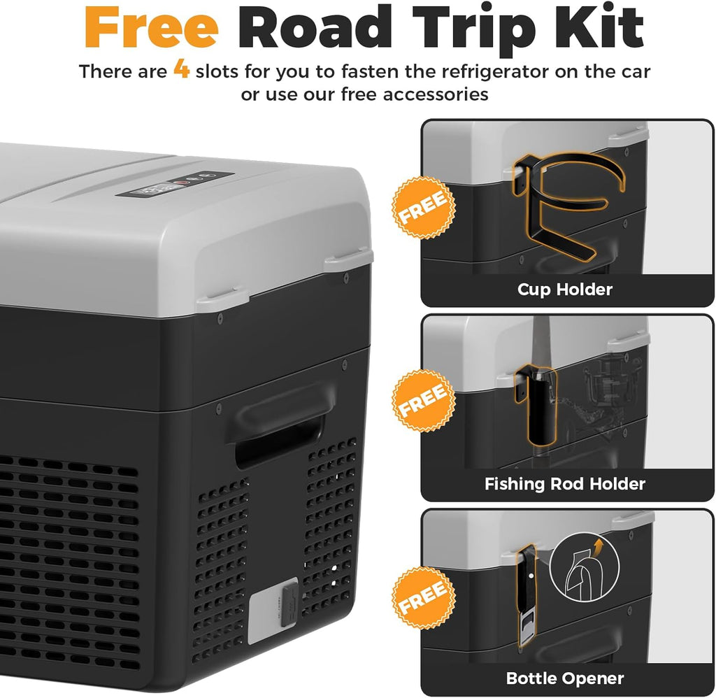 12V Refrigerator 21 Quart Portable Freezer 50 Hours Keep Cool,Electric Cooler for Vehicles Car Refrigerator 12V Portable Fridge for Car Camping Truck Van RV SUV Road Trip Travel RF20
