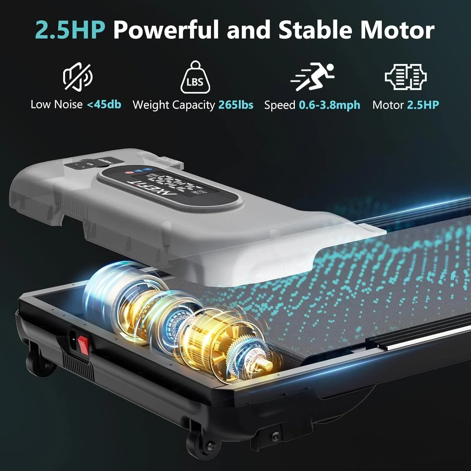 2.5 HP Portable Treadmill with Inclined Walking Pad Panel and Remote 4-in-1 Walking Treadmill