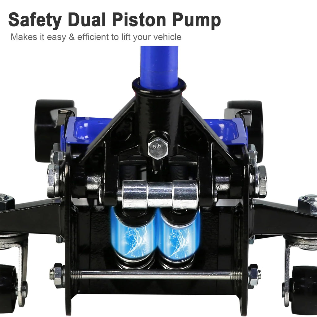 3 Ton Floor Jack, Hydraulic Low Profile Car Jack, Heavy Duty Steel Hydraulic Jack Floor Jack with Dual Piston Quick Lift Pump, Lifting Range 5.1′′-20′′