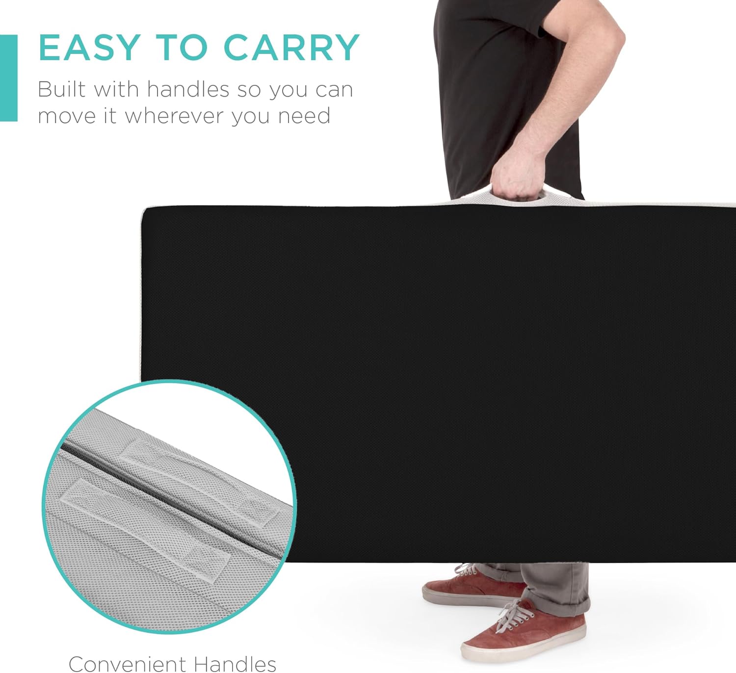 4in Portable Queen-Size Mattress, Tri-Fold Mattress for Camping, Guest, Toddler