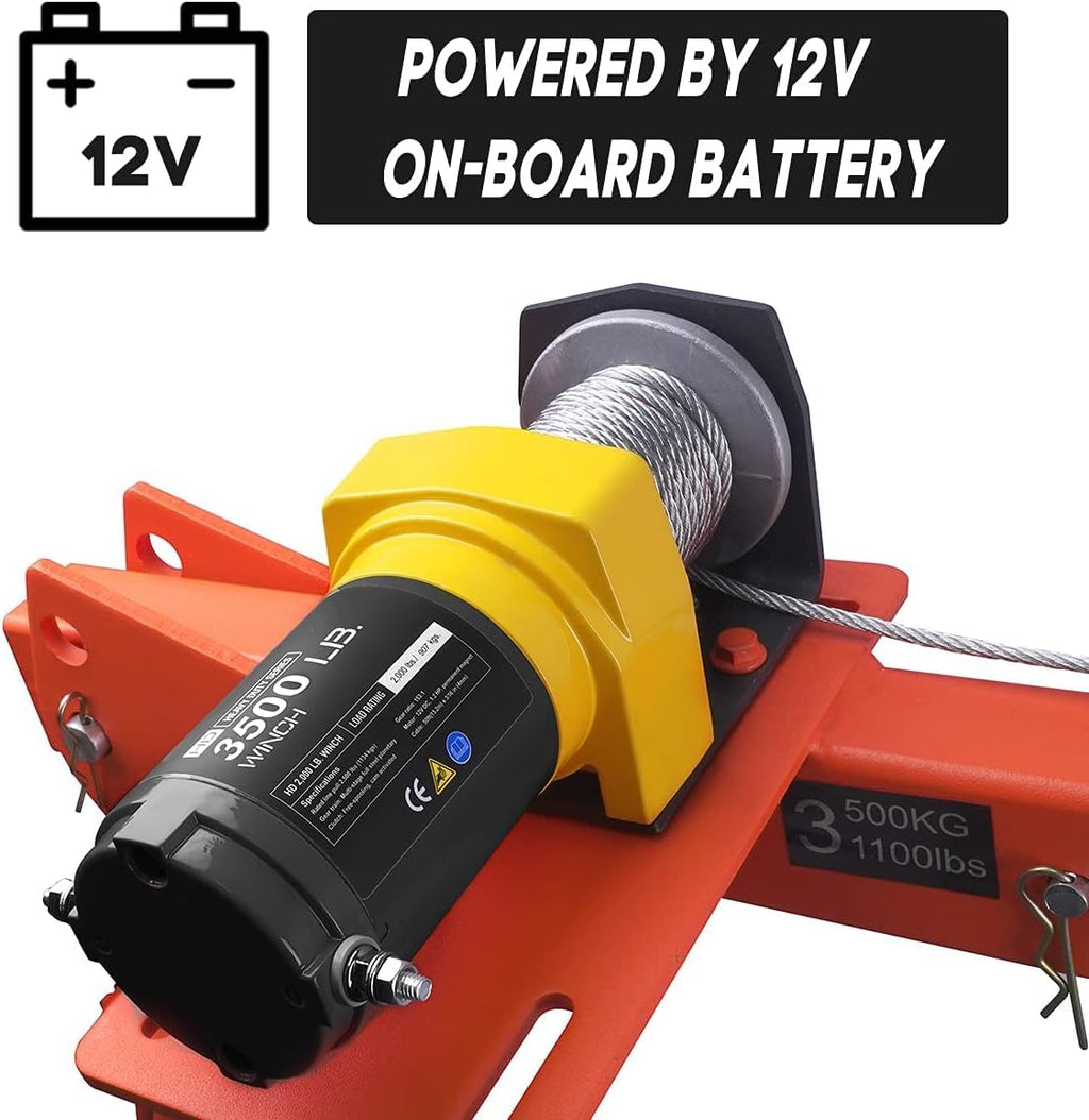 Pismire Winch Versatile 0.5T Folding Truck-Mounted Bed Crane Hoist Lift Pickup with Electric Winch 3500 lb 12V, Painted Steel 1100 lb Pickup 360掳 Swivel Base
