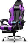 GTPLAYER Gaming Chair with Footrest and Lumbar Support Ergonomic Computer Chair with Headrest, 360掳 Swivel, Height Adjustable, White