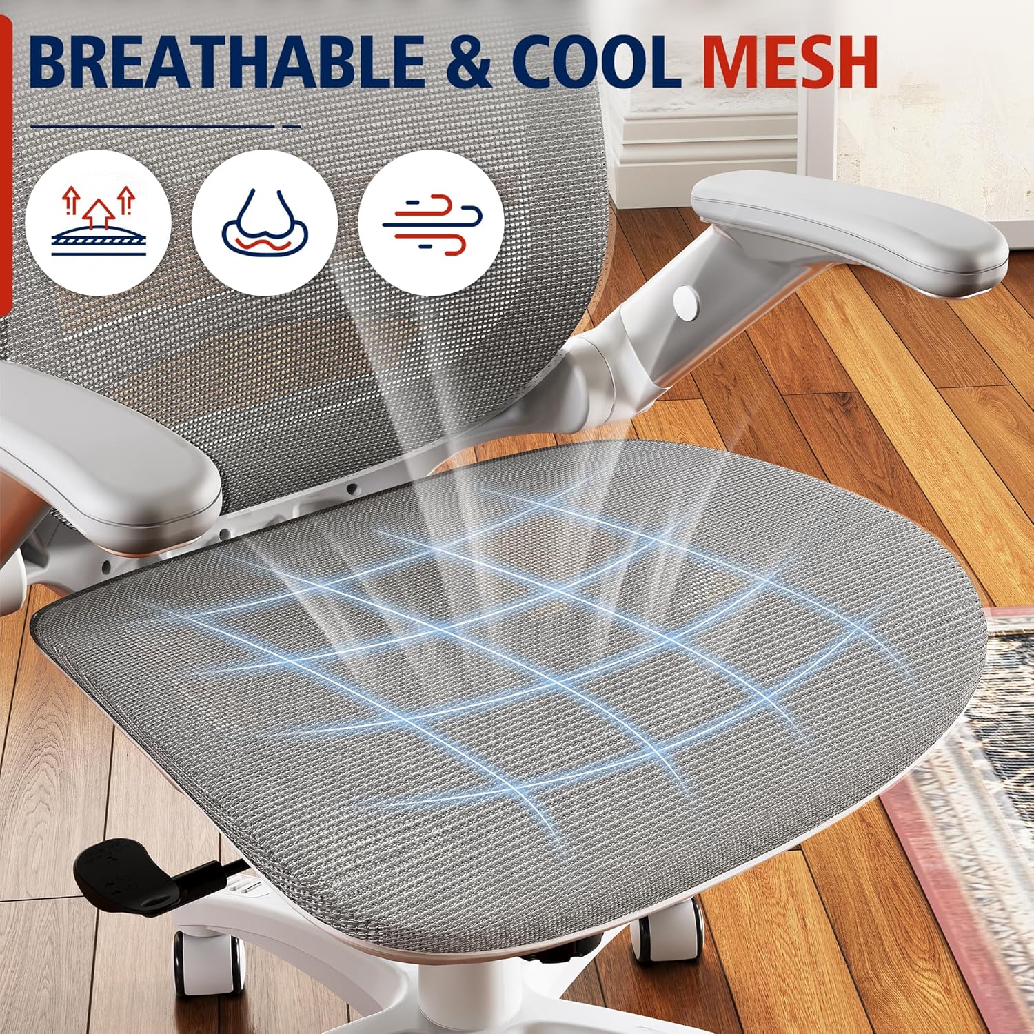 GABRYLLY Ergonomic Office Chair, High Back Home Desk Chair with Headrest, Flip-Up Arms, 90-120° Tilt Lock and Wide Cushion, Big and Tall Mesh Chairs for Man Woman, Black Task Chair