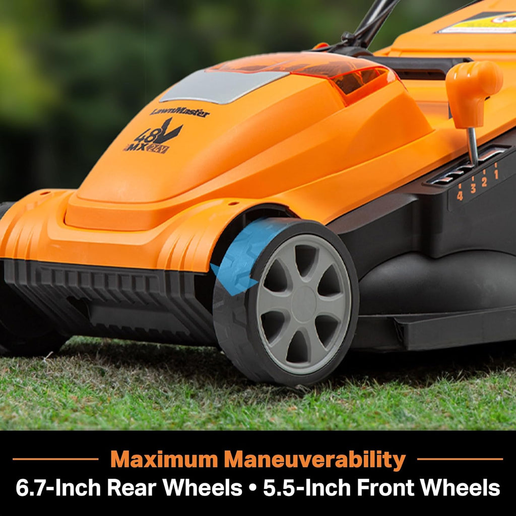 LawnMaster Cordless 13-Inch Lawn Mower 24V Max with 2X4.0Ah Battery and a Charger