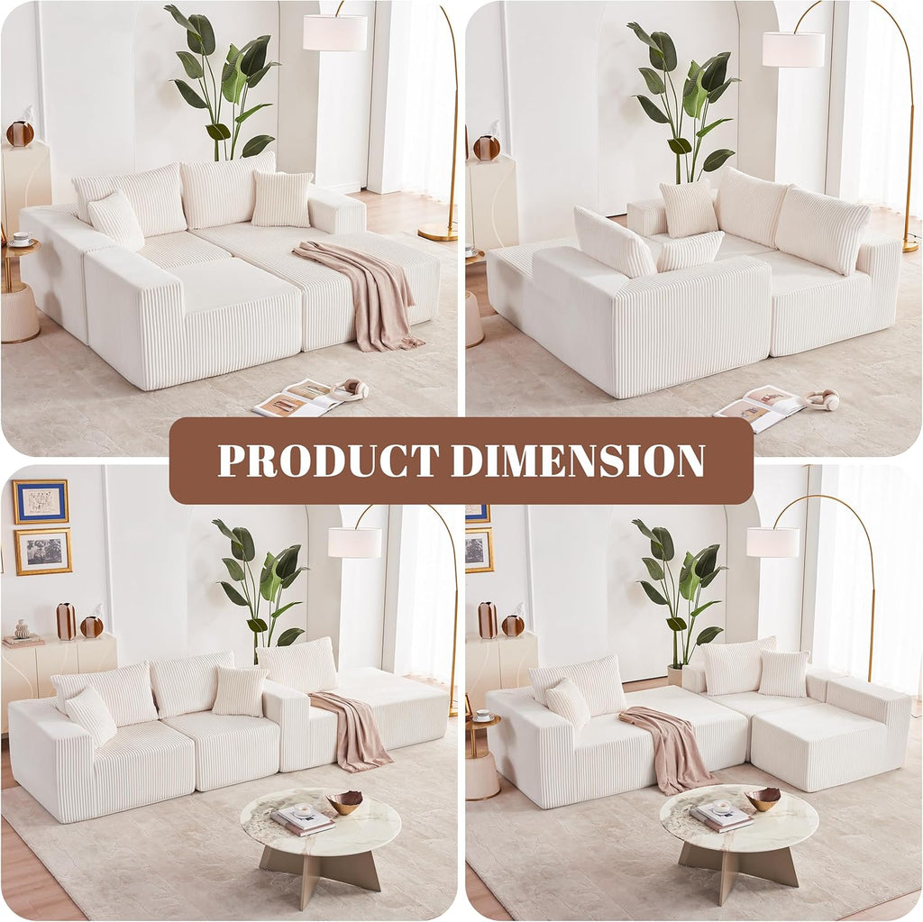 108 Modular Sectional Sofa Cloud Sectional Couch Modern Modular L-Shape Sofa Couch